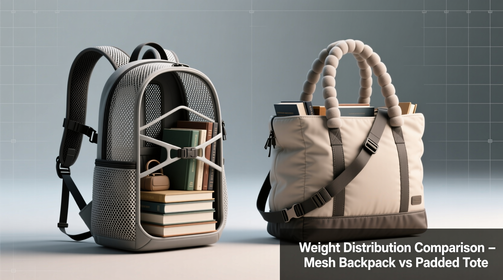 mesh backpack vs padded tote which distributes weight better