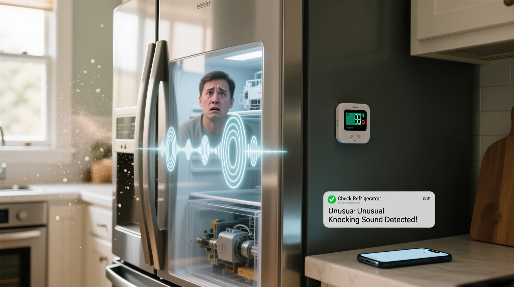 why is my refrigerator making knocking noises and is it time to call a technician