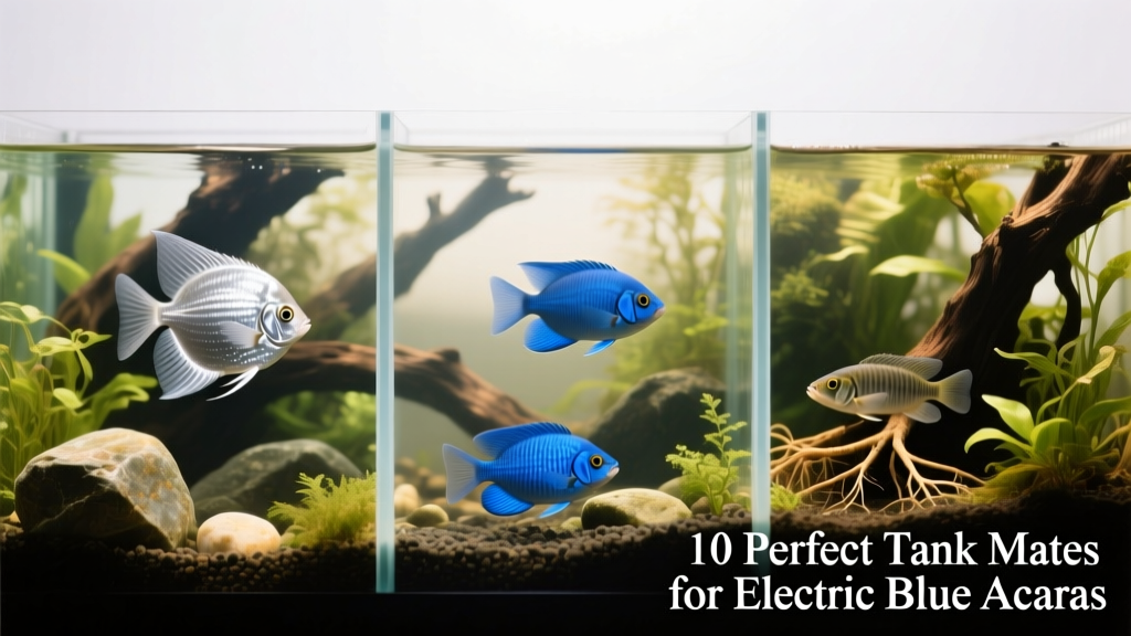 Side-by-side comparison of compatible tank mates: Silver Dollar, Blue Acara, and Kribensis in a lush, planted aquarium
