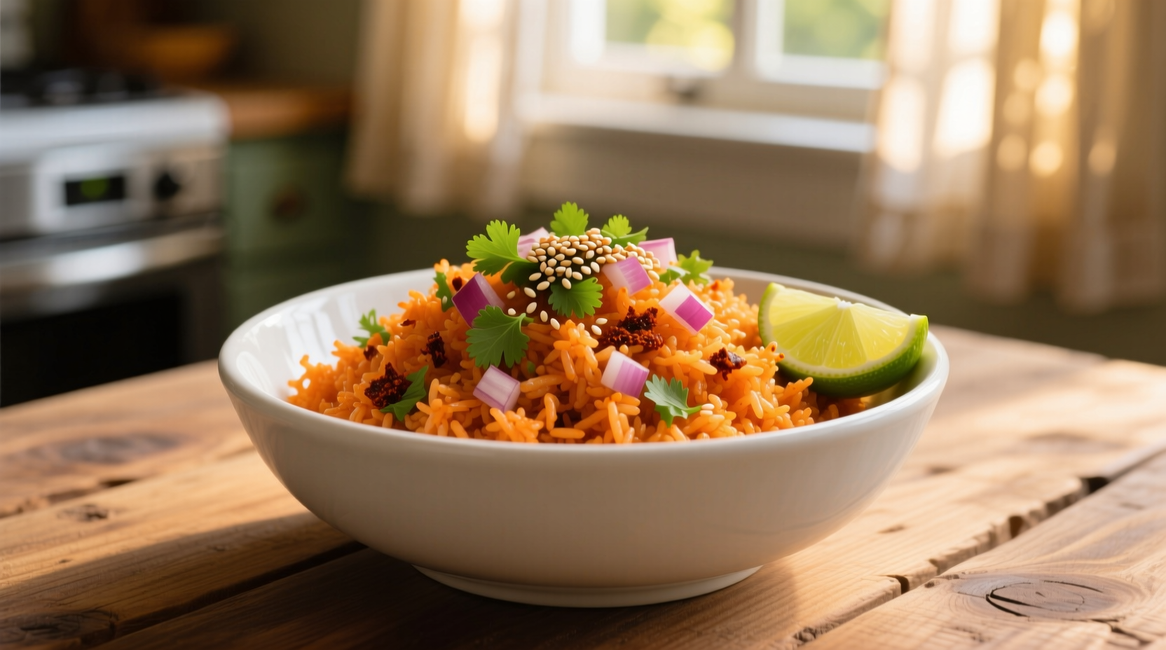 Freshly prepared chipotle cauliflower rice in a white bowl