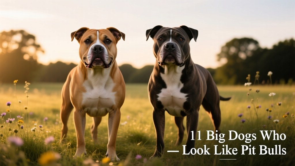 Side-by-side comparison of an American Pit Bull Terrier and an American Staffordshire Terrier, highlighting their similar muscular builds and broad heads