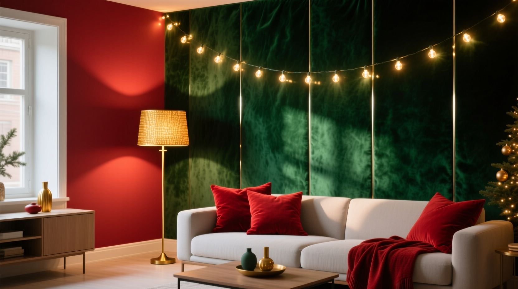 how to create a cohesive color palette for your entire home using only three christmas light hues