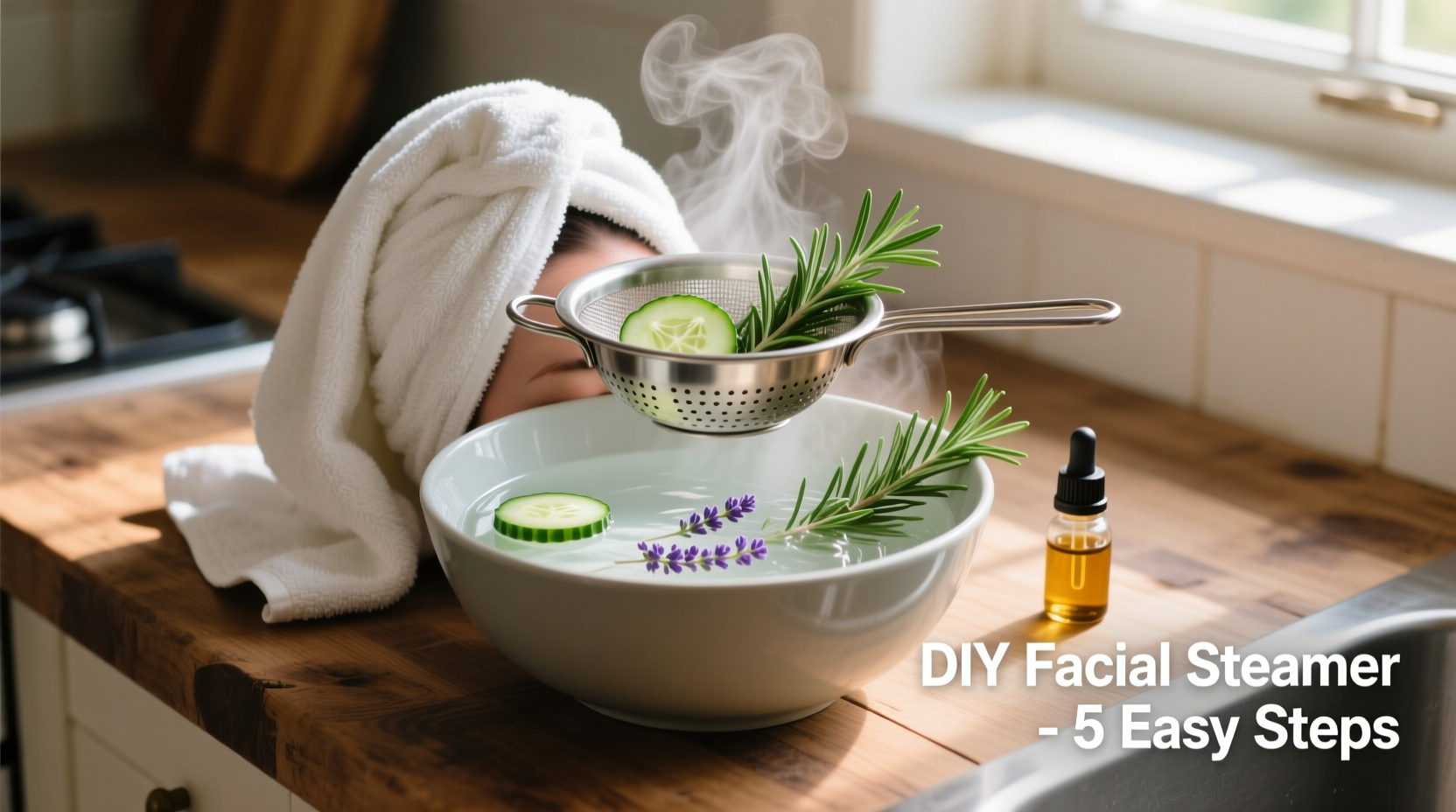 how to make a diy facial steamer with items in your kitchen