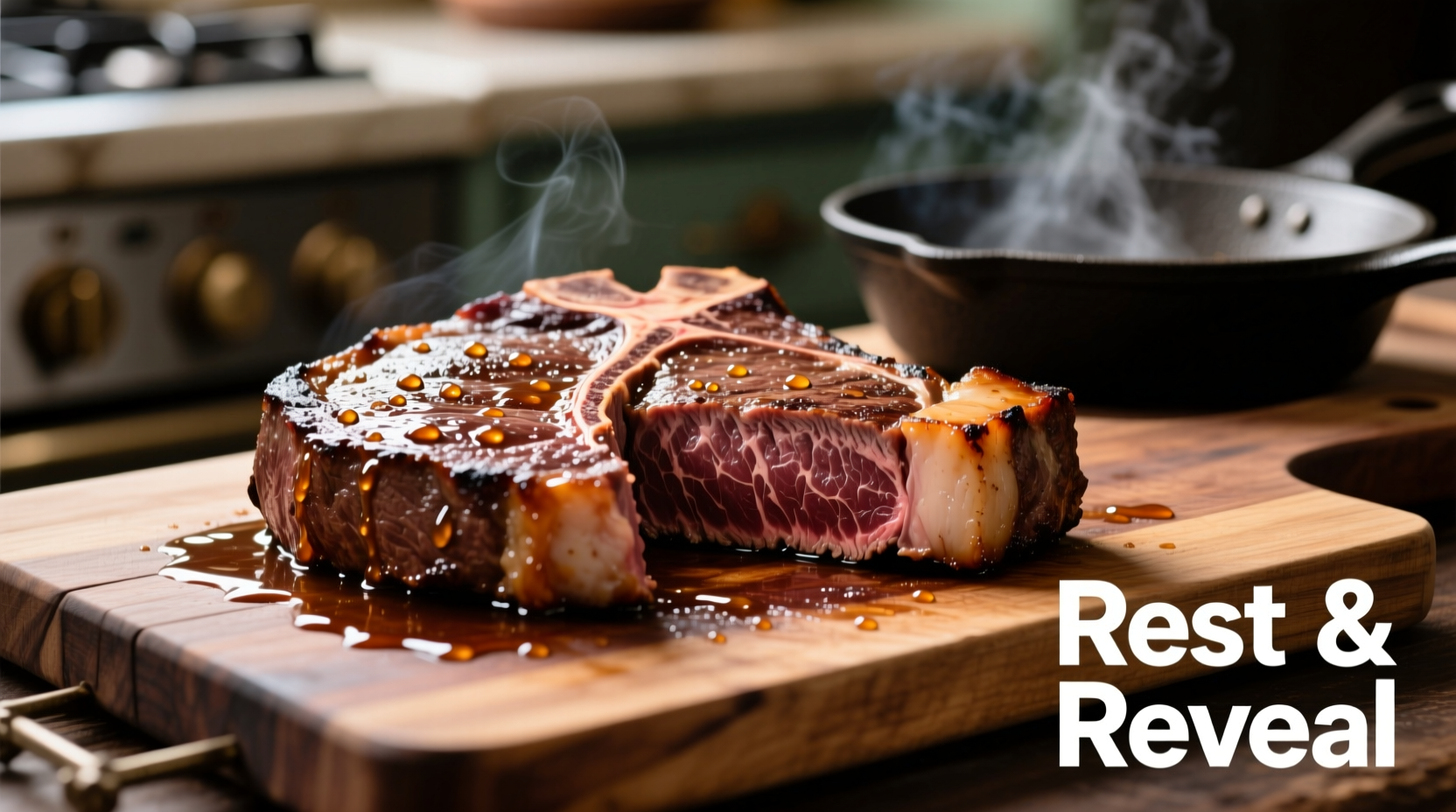 Perfectly rested steak showing juice redistribution