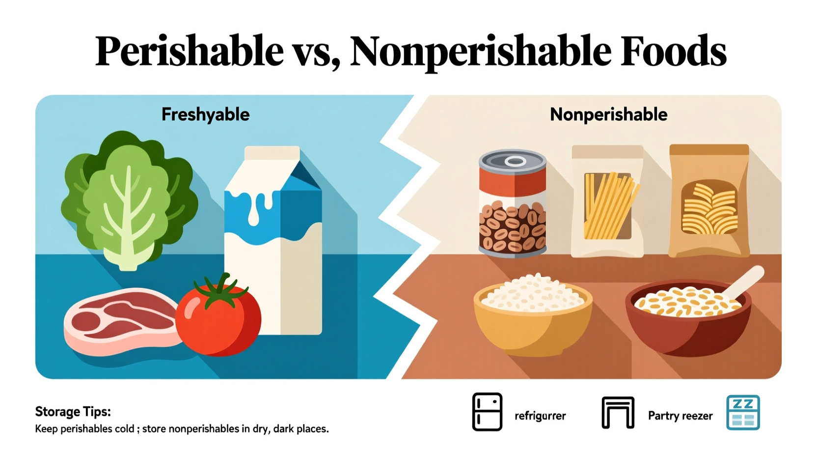 Perishable and nonperishable food comparison chart