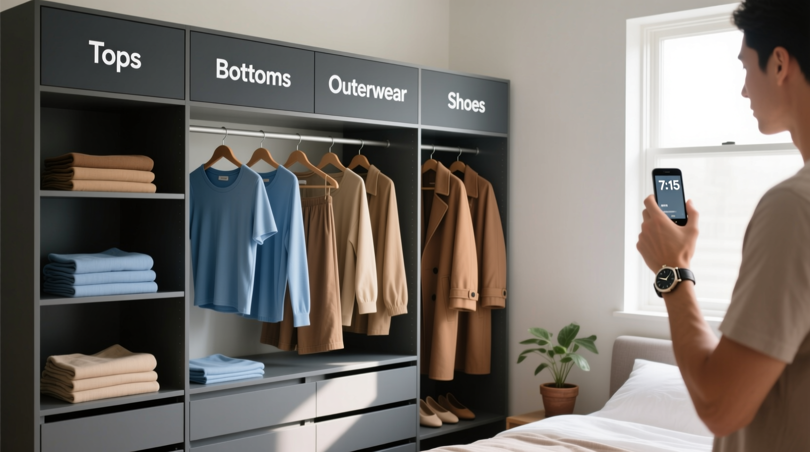 closet organization tips for pairs of black pants