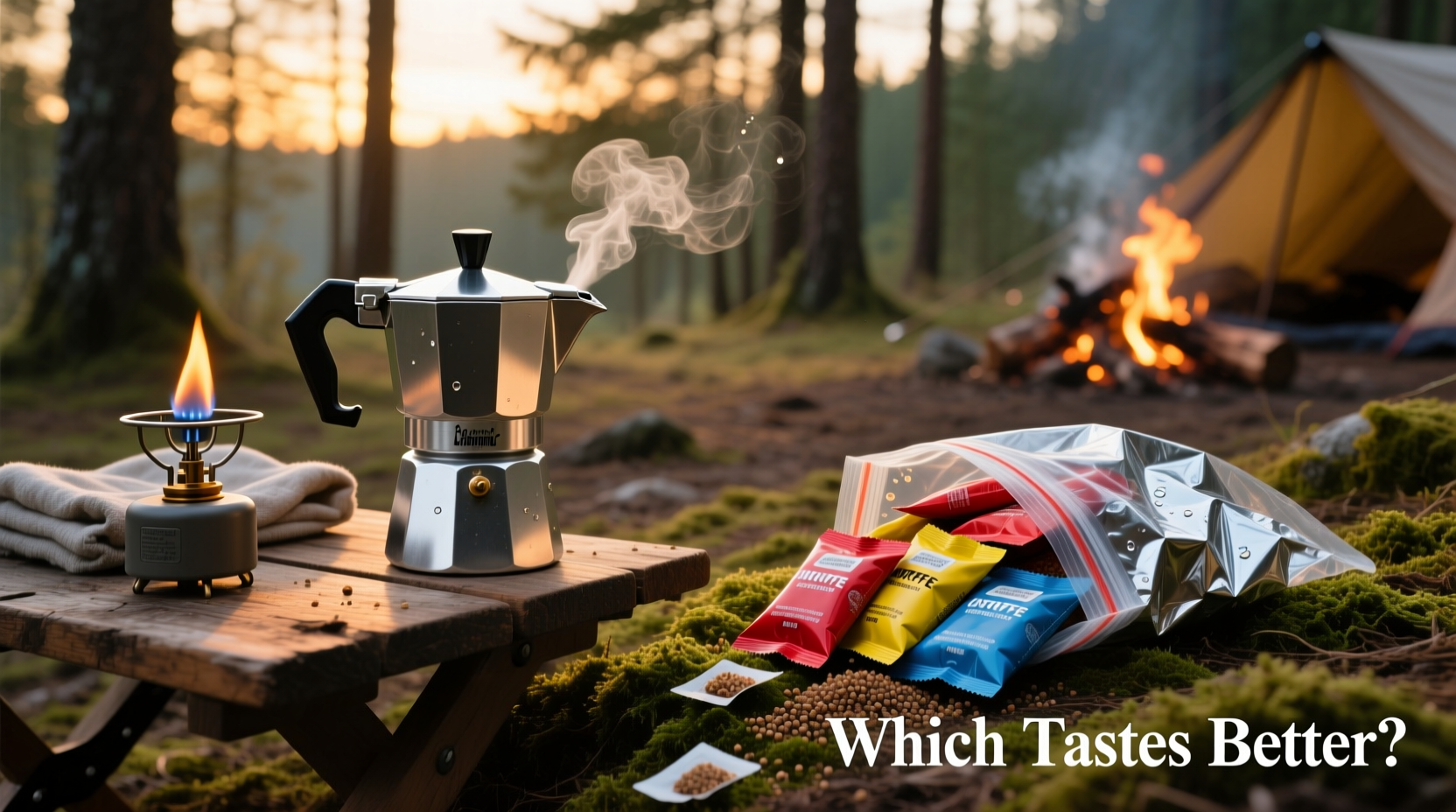 portable espresso maker vs instant coffee packets which tastes better camping