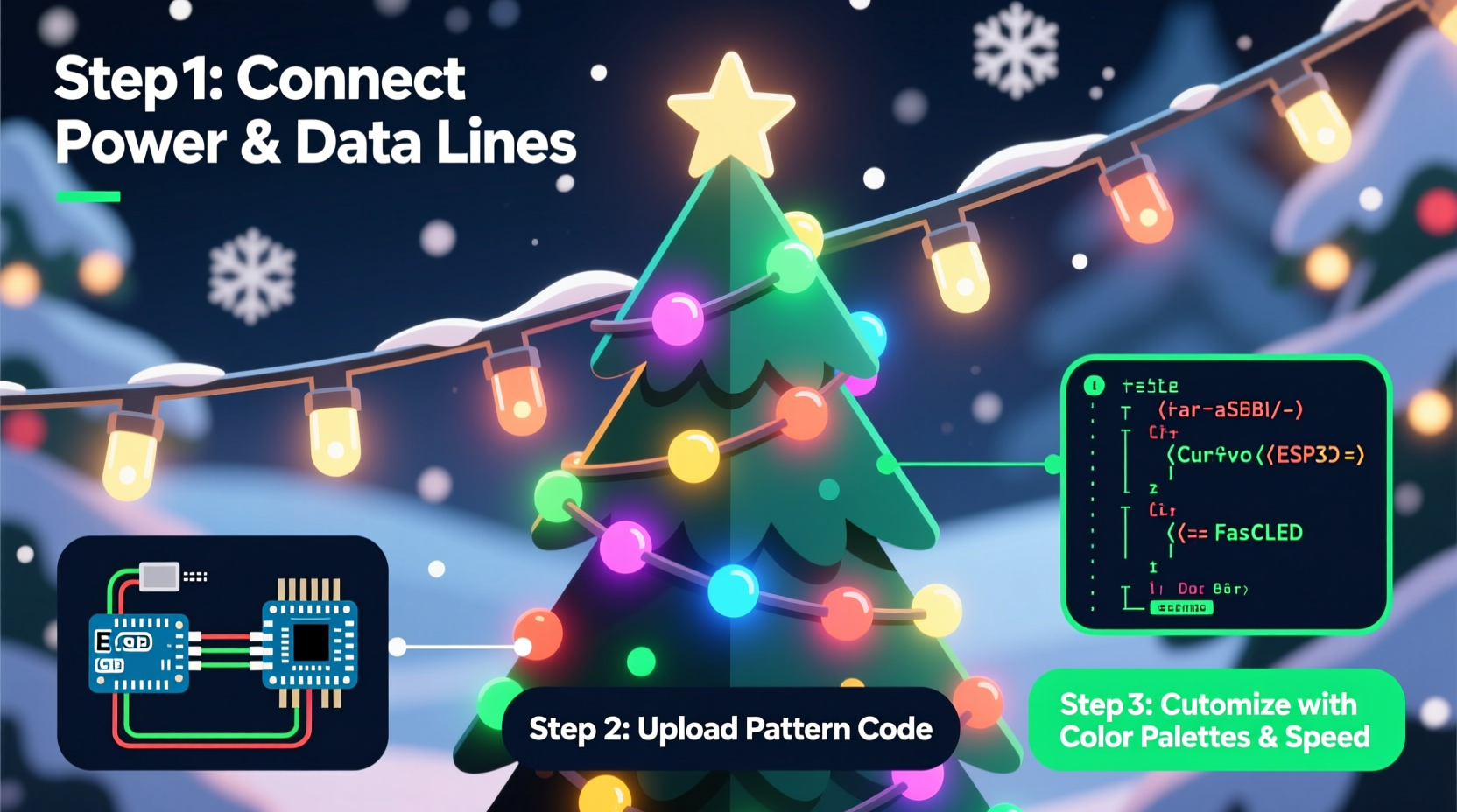 how to program custom light patterns on addressable led christmas strings