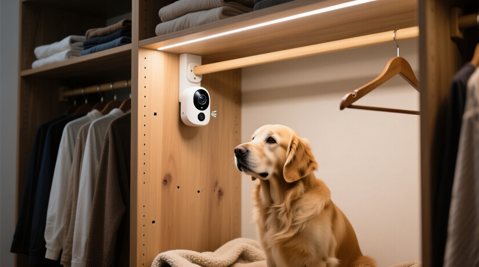 closet pet camera setup for anxious dogs