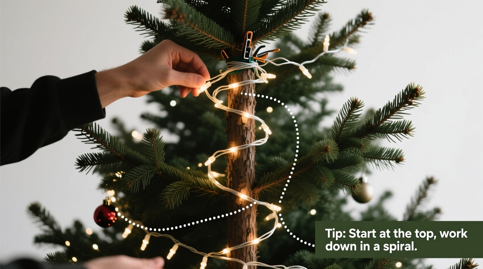 how to wrap a christmas tree in lights before adding ornaments correctly