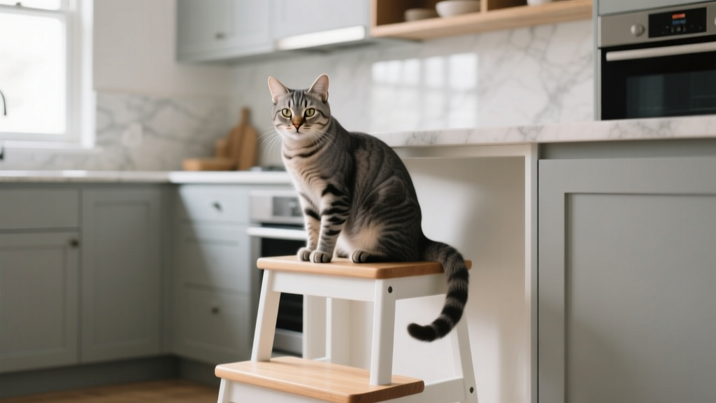 Why Cats Sit on the Kitchen Pantry Step Stool
