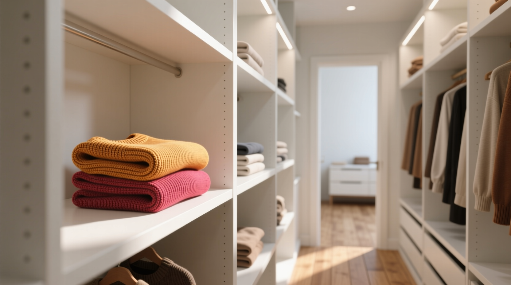 closet shelf dividers vs acrylic risers for sweaters