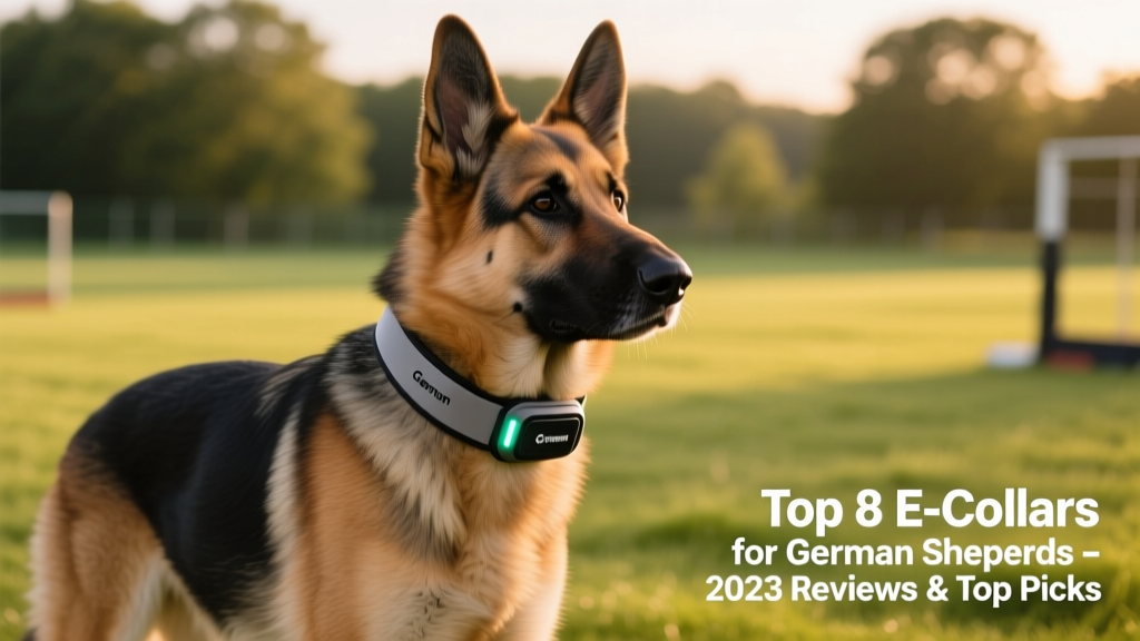 German Shepherd wearing a modern, adjustable E-collar during outdoor training session