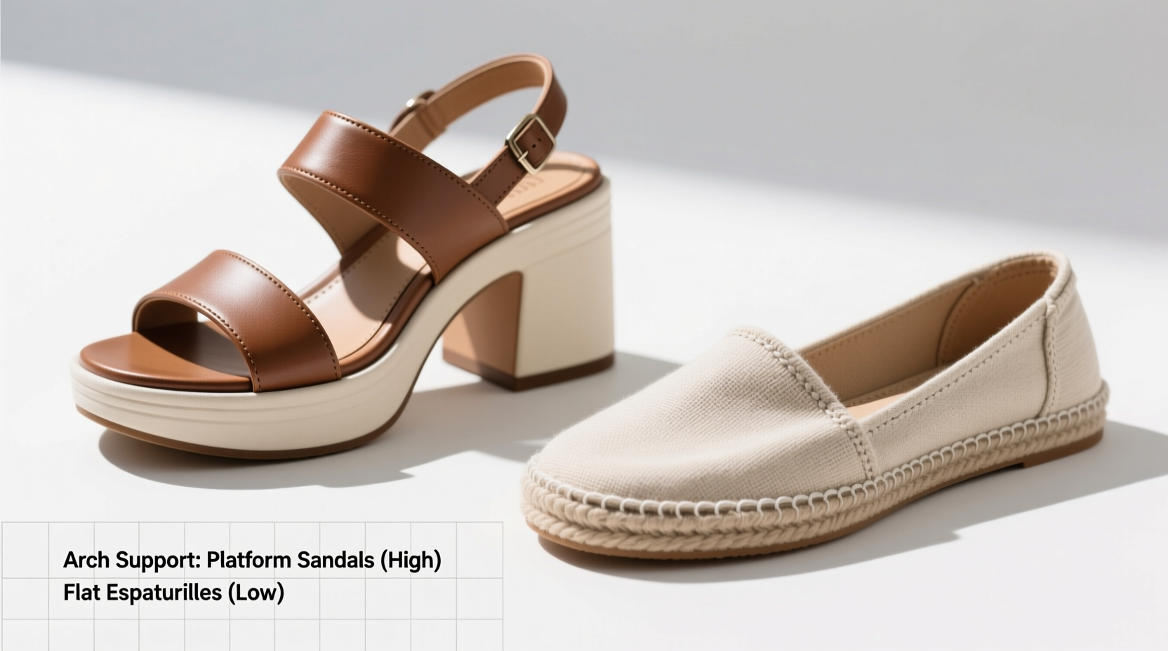 platform sandals vs flat espadrilles which gives better arch support