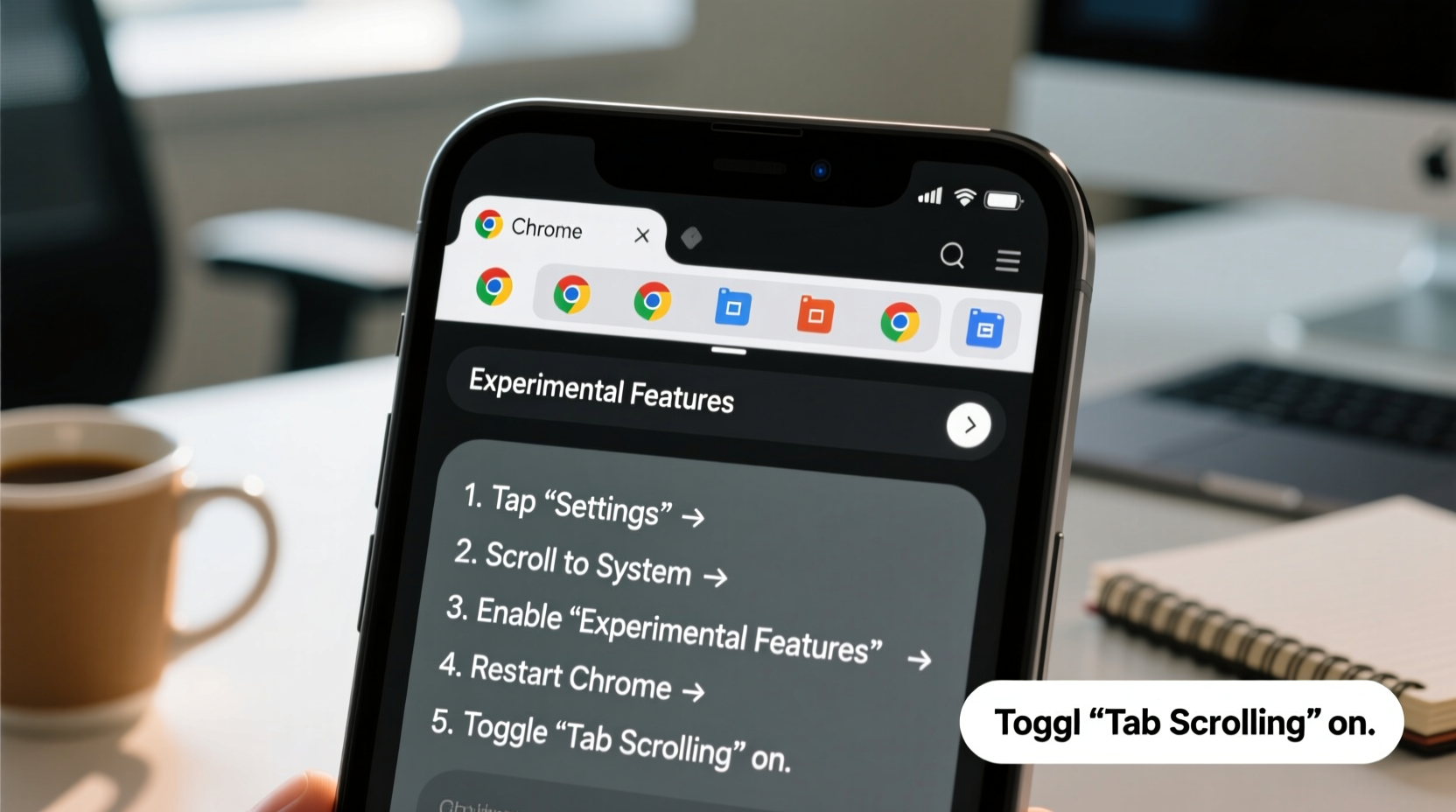 how to unlock google chromes experimental tab scrolling