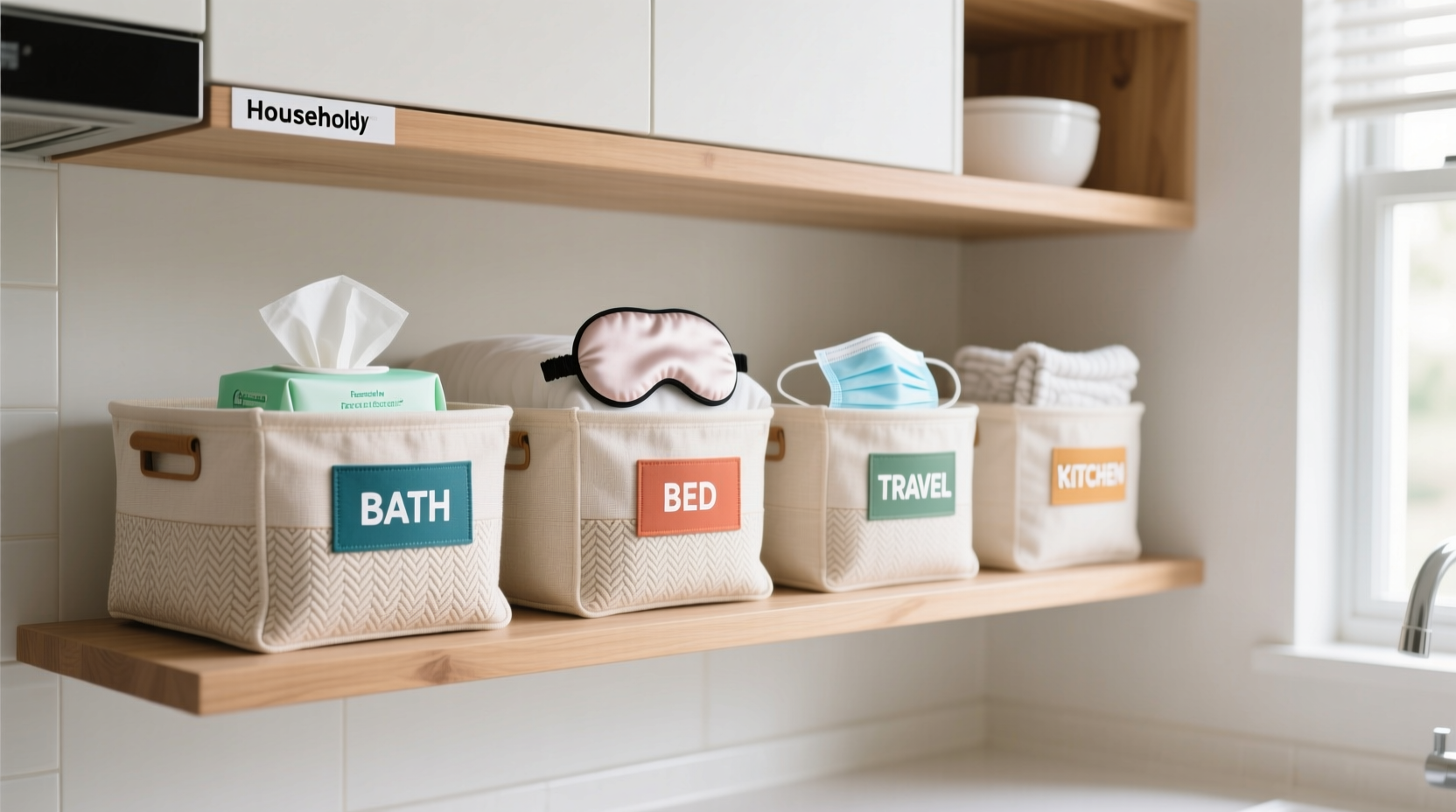 closet organization tips for masks wipes