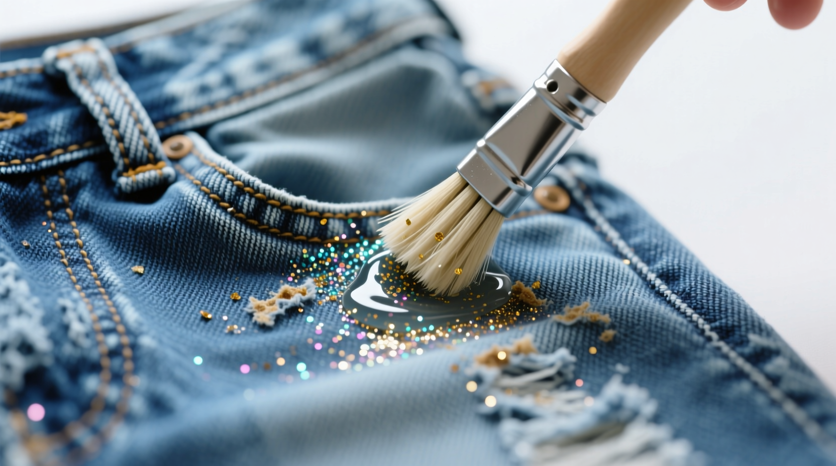 glitter glue removal without damaging denim