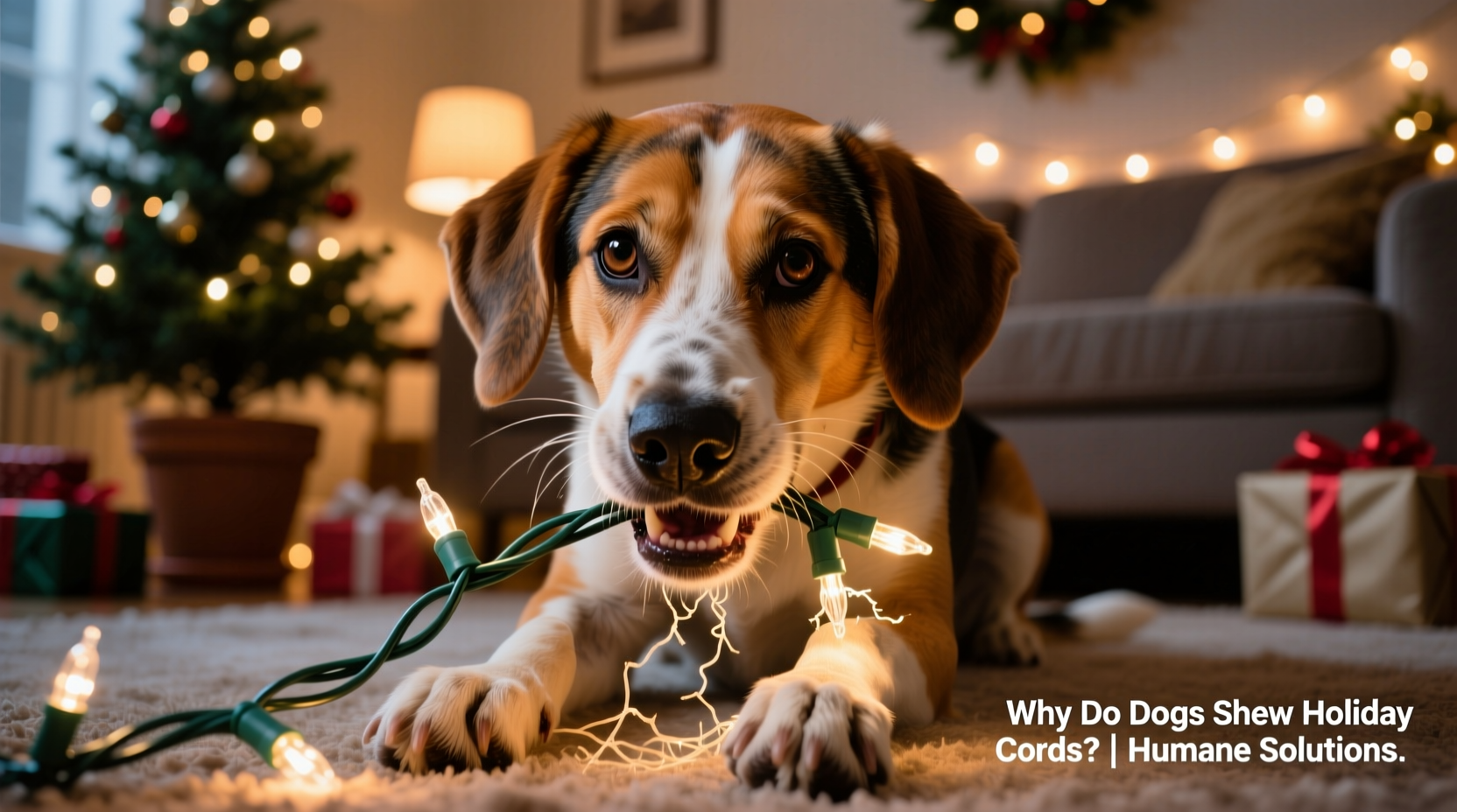 why does my dog chew christmas light cords and how to stop it humanely