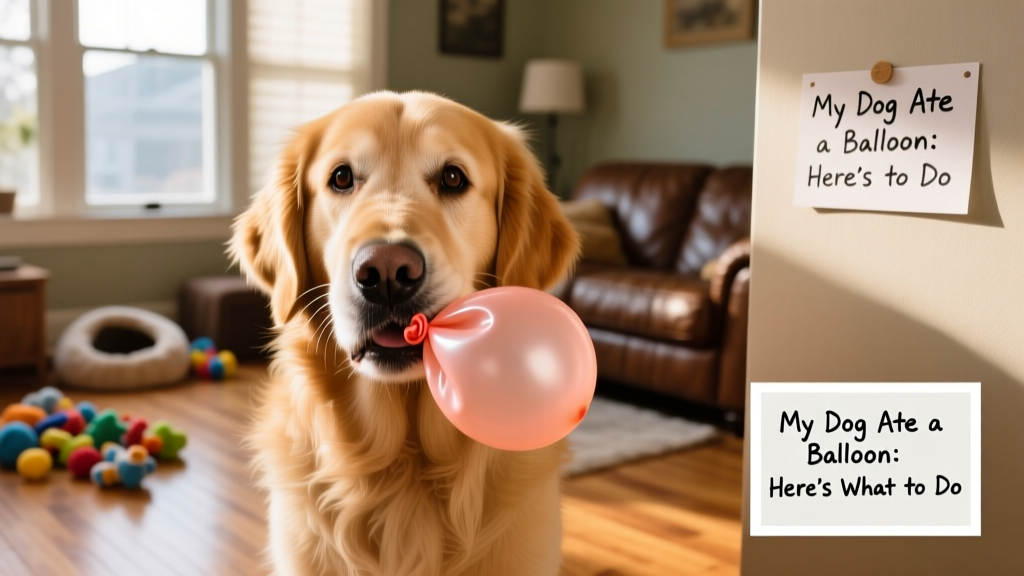 Close-up of a dog gently holding a deflated latex balloon in its mouth