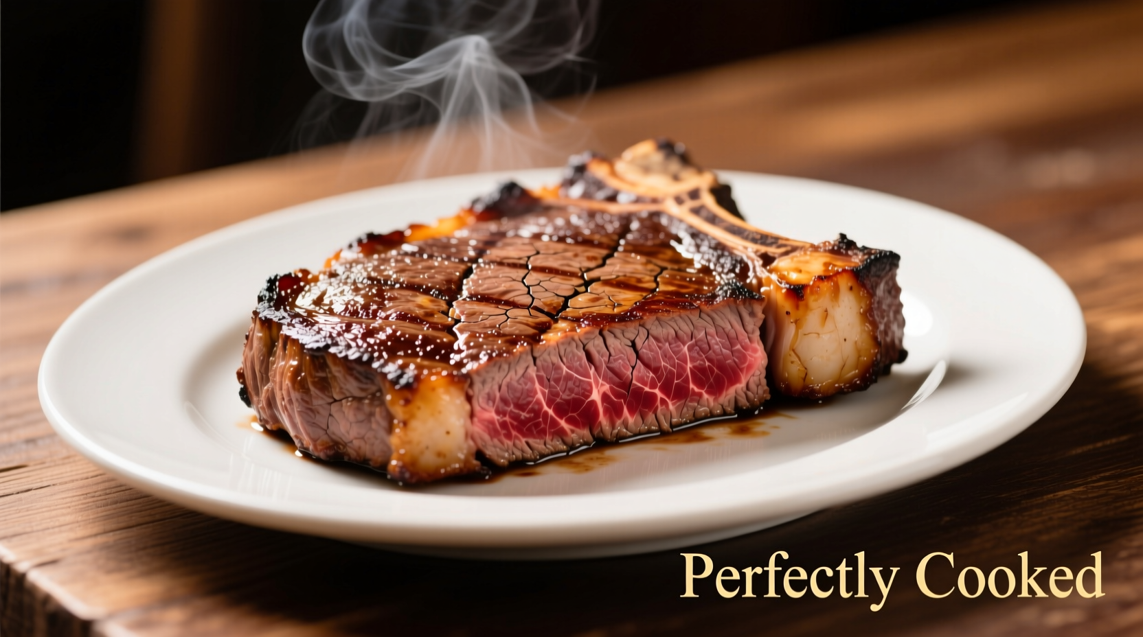 Perfectly cooked striploin steak with golden crust