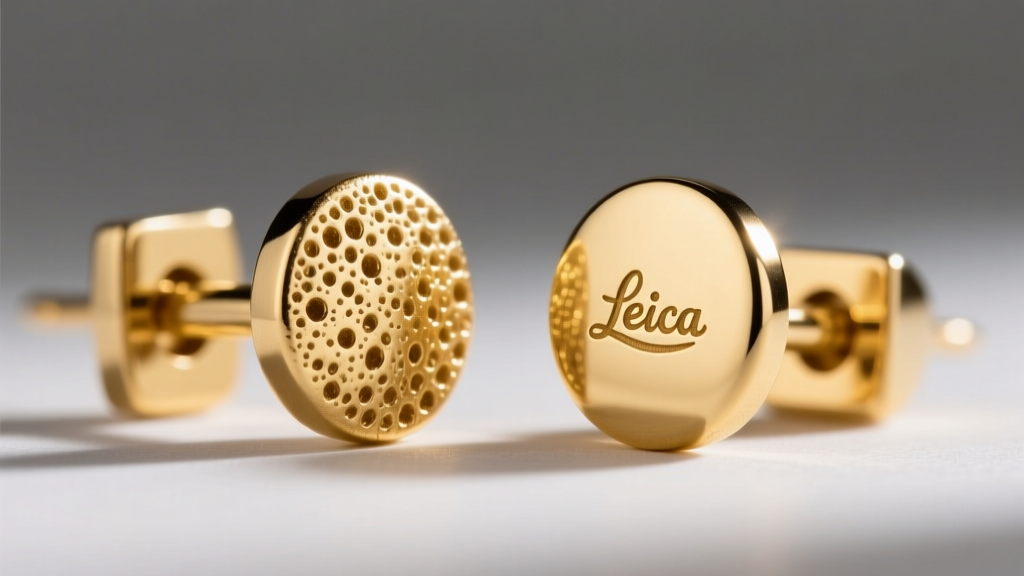 Side-by-side macro view of a cast 14k gold earring post with porosity next to a die-struck, high-density 18k gold earring post.