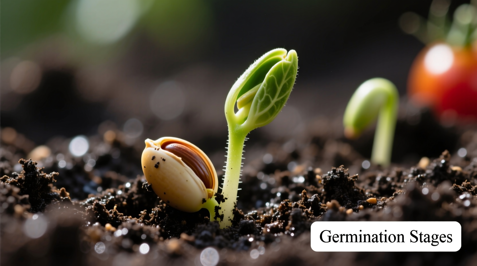 Tomato seed germination stages in soil