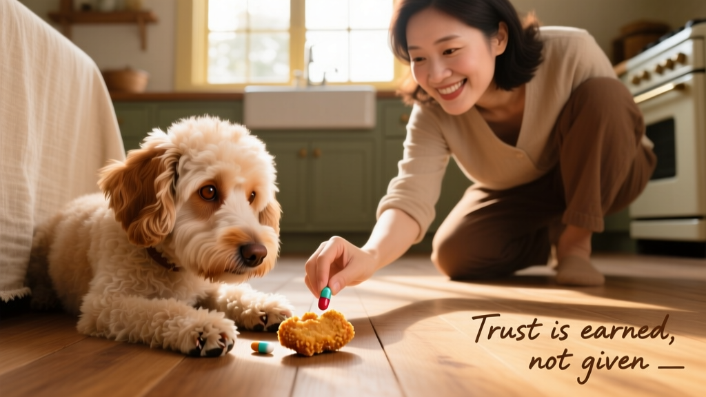 Watch These Wise Pet Parents Trick Their Doodle Into Taking Her Pill by Disguising It as Dropped Human Food