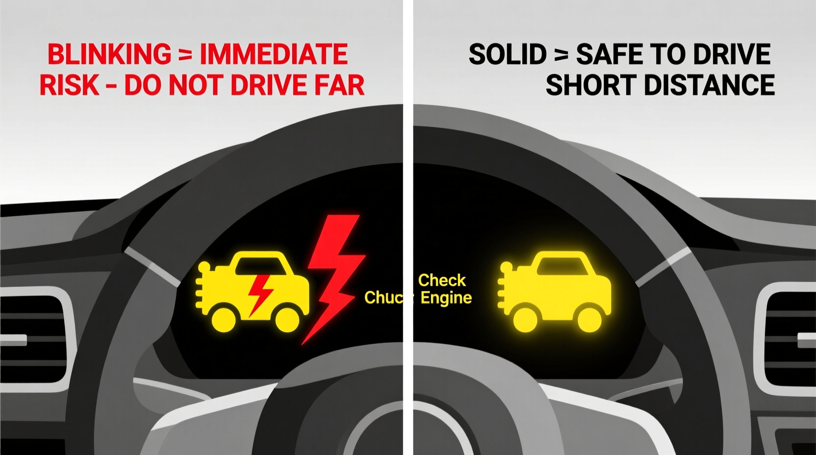 check engine light blinking vs solid what does it mean and is it safe to drive home