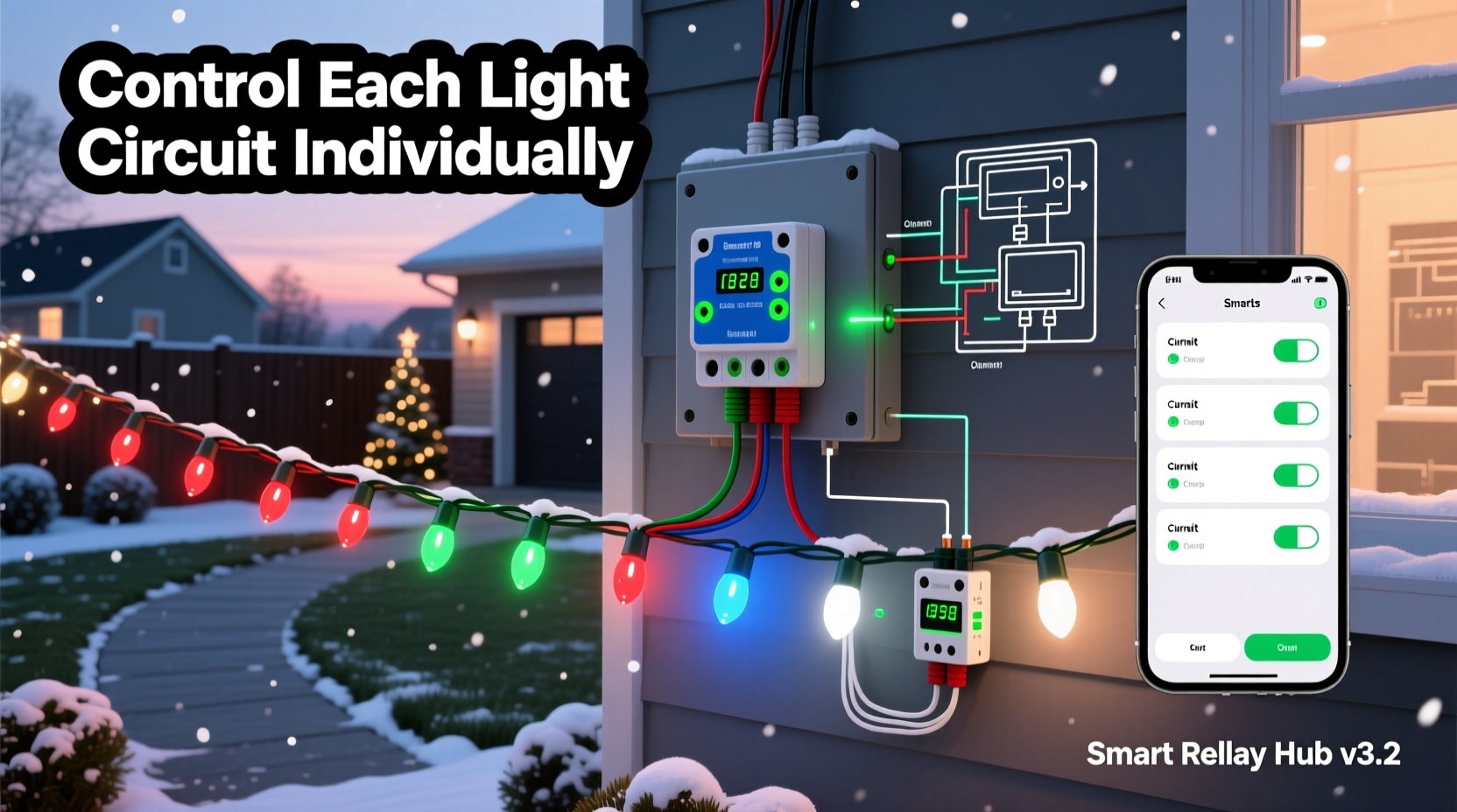 how to use smart relays to control multiple christmas light circuits
