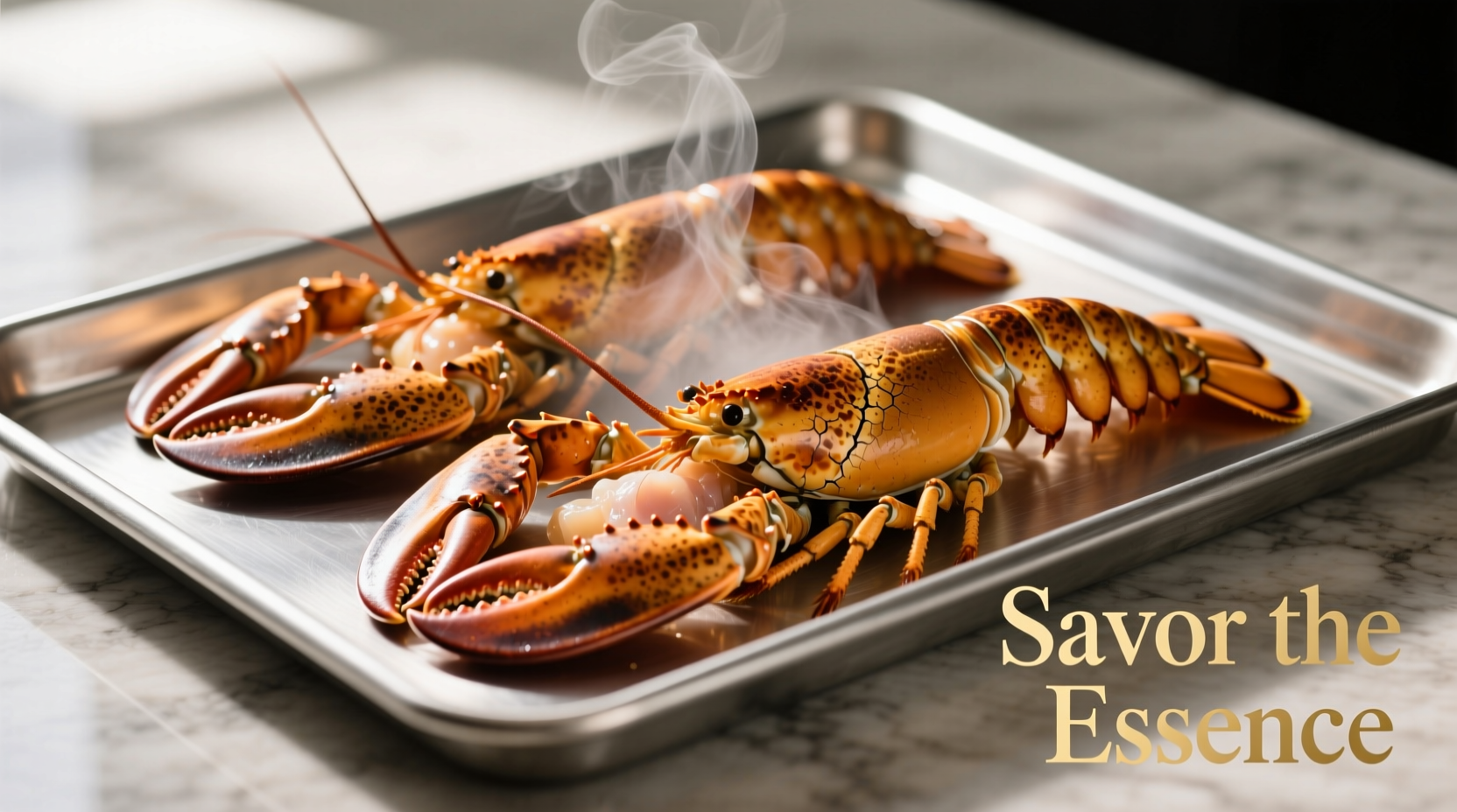 Perfectly cooked lobster tails on baking sheet