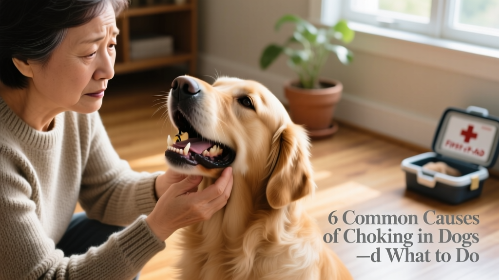 Close-up of a concerned dog owner gently checking their dog's mouth for a foreign object