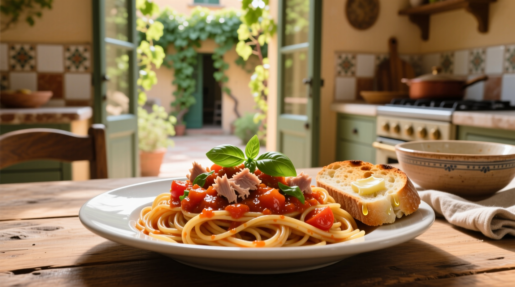 spaghetti and no cook tomato tuna sauce