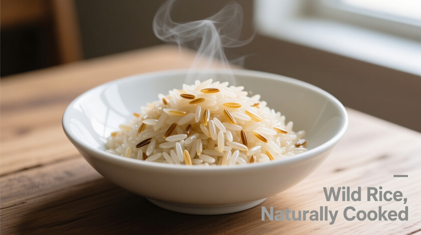 Perfectly cooked wild rice in white ceramic bowl