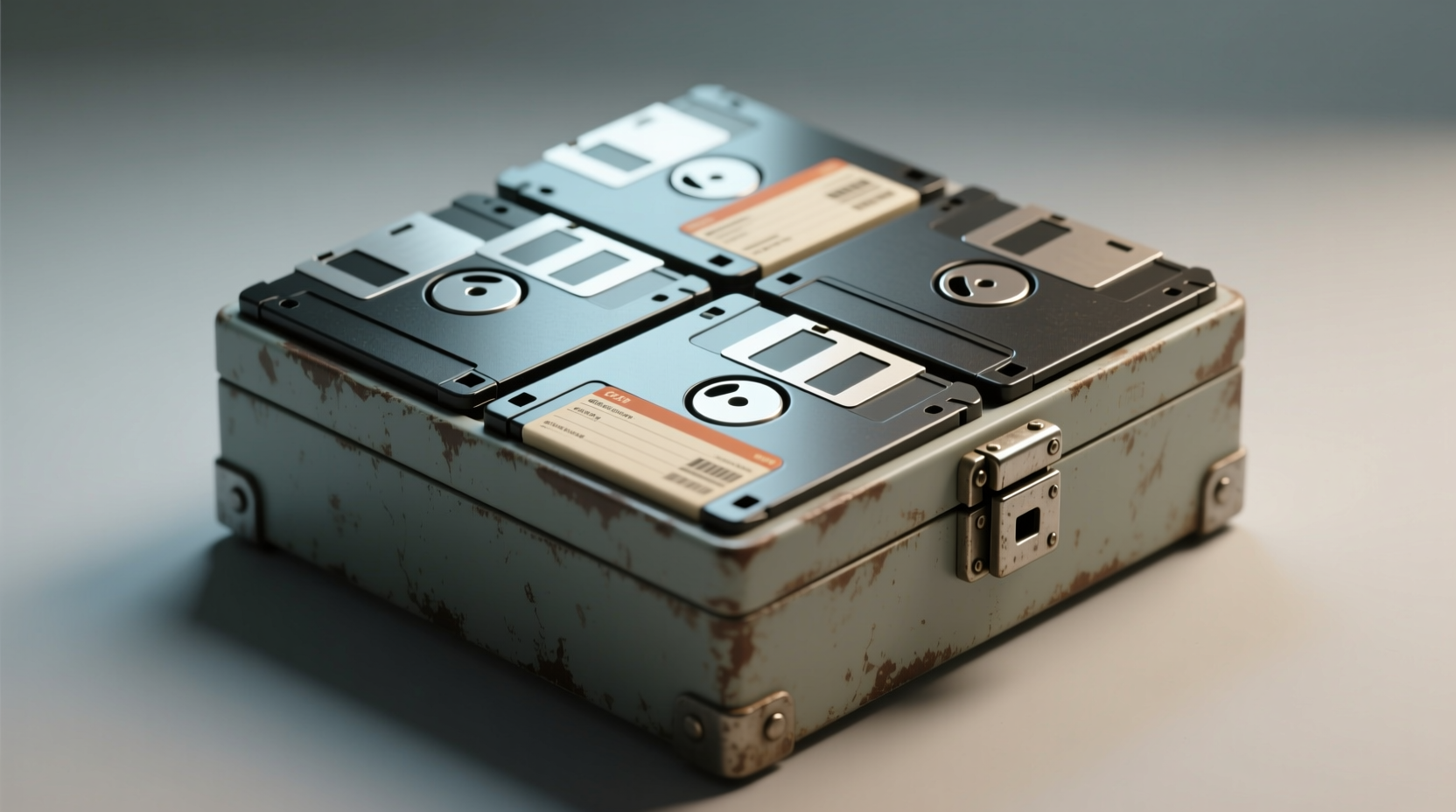 turn six floppy disks into a latched box