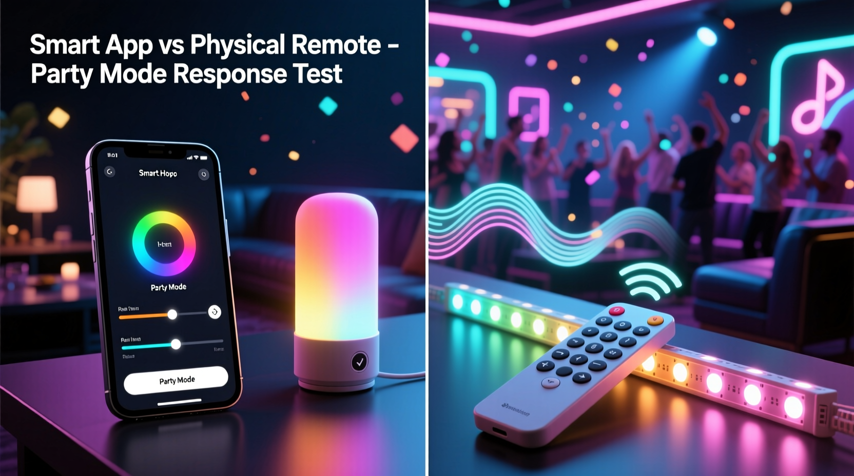 smart light app vs physical remote control which gives faster response during party mode