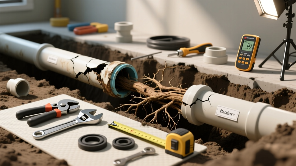 Replacing a Sewer Line Section Damaged by Tree Roots