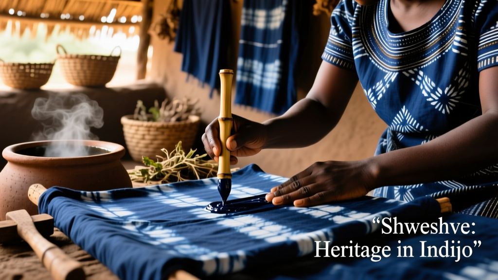 Southern African Shweshwe Indigo Printing And Resist Dyeing Process