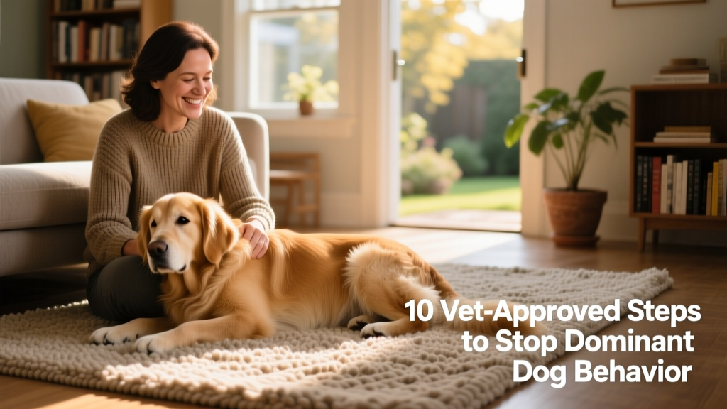 Happy dog resting calmly beside owner on a rug, both relaxed and connected