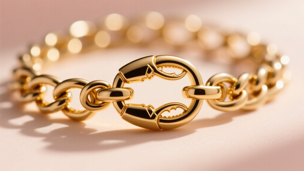 Macro shot of a delicate 14k gold box chain clasp mechanism showing secure lobster claw closure against a blurred skin background