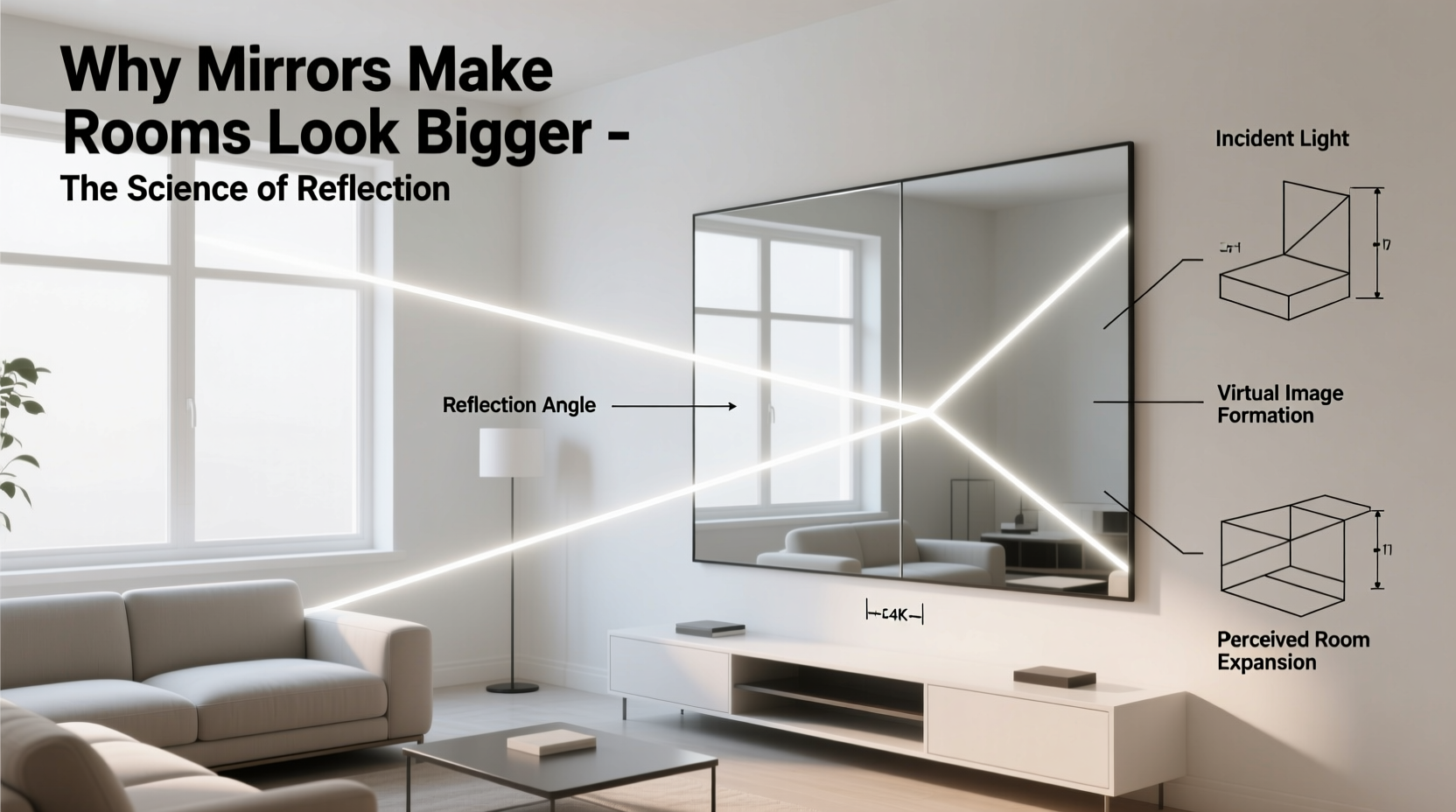why do mirrors make rooms look bigger science behind reflection