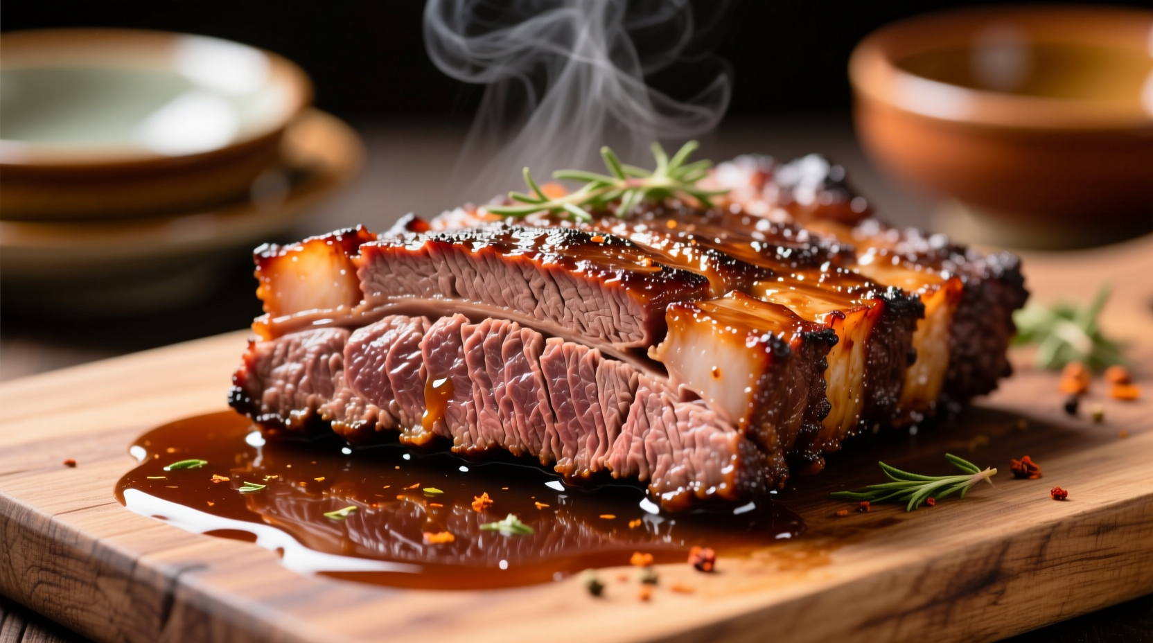 Sliced beef brisket with rich gravy