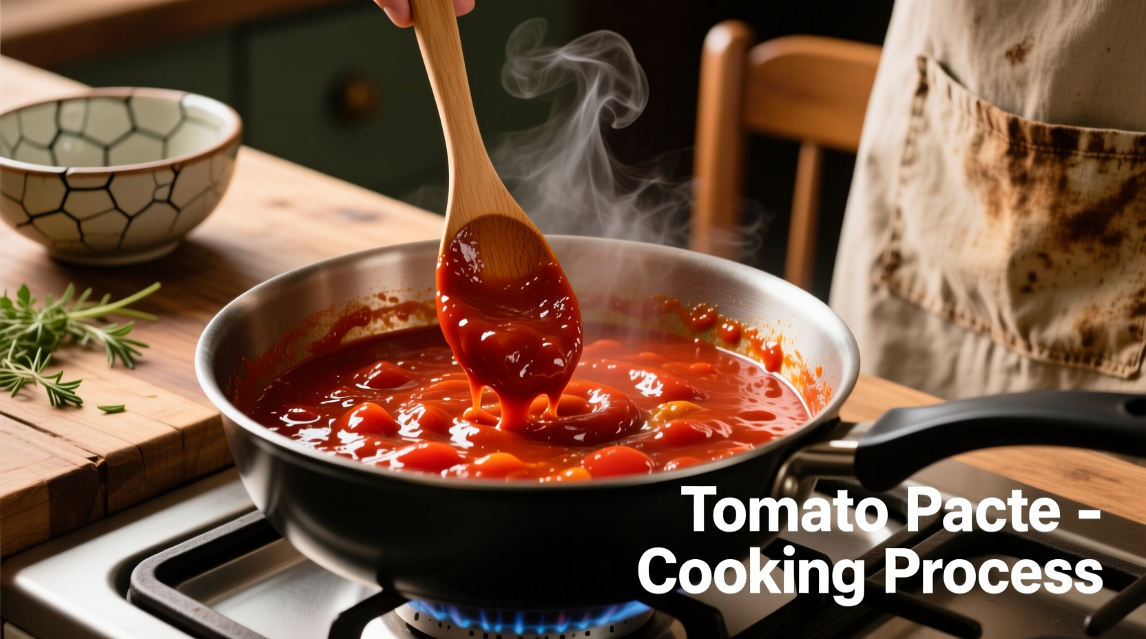 Tomato paste in cooking process