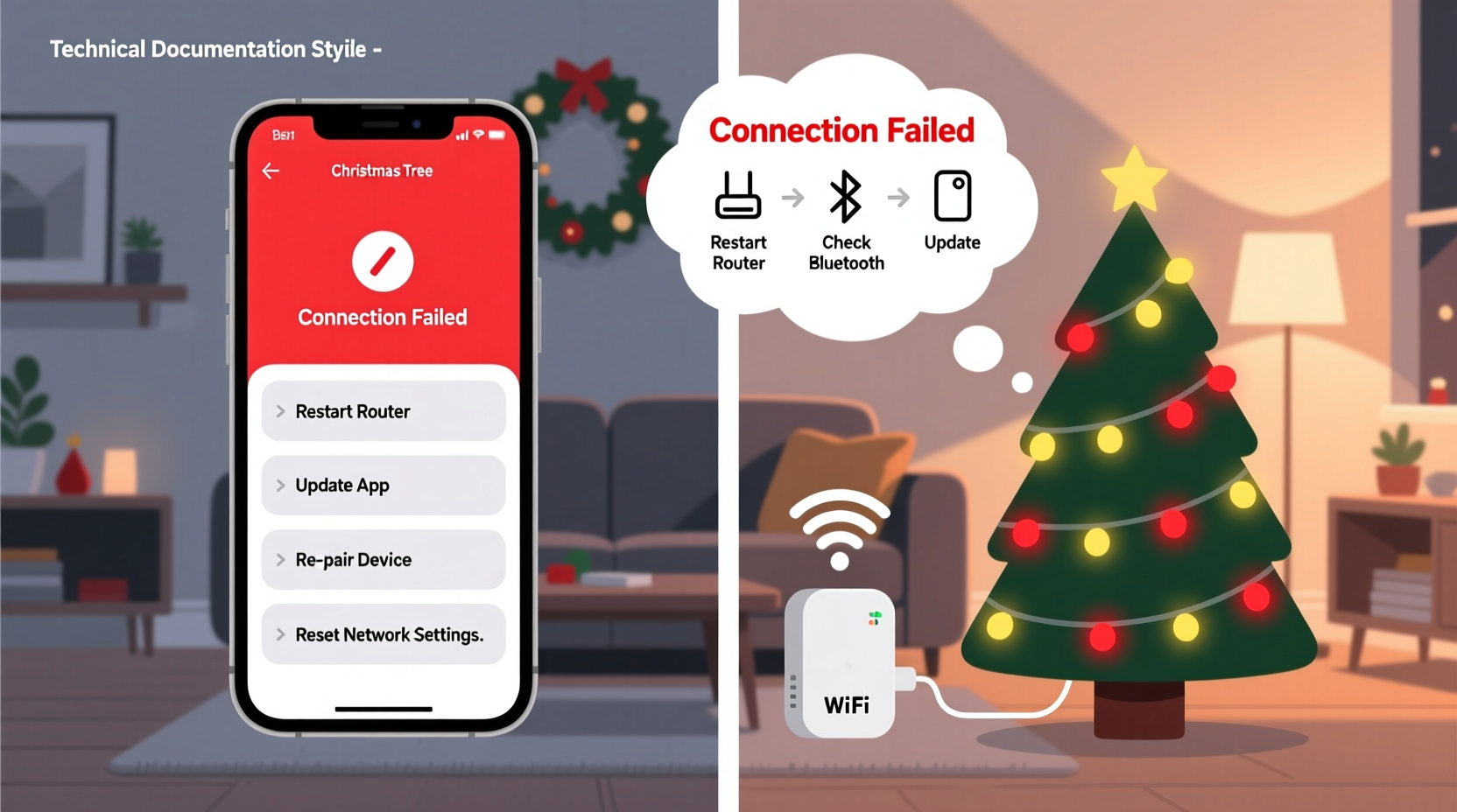 why is my smart christmas tree app not connecting troubleshooting steps