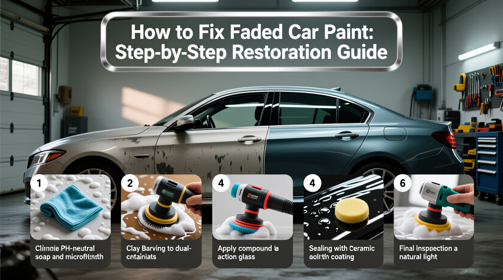 Materials and tools you’ll need to learn how to restore faded car paint without professional help