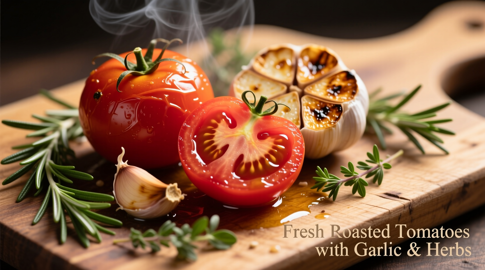 Fresh roasted tomatoes with garlic and herbs
