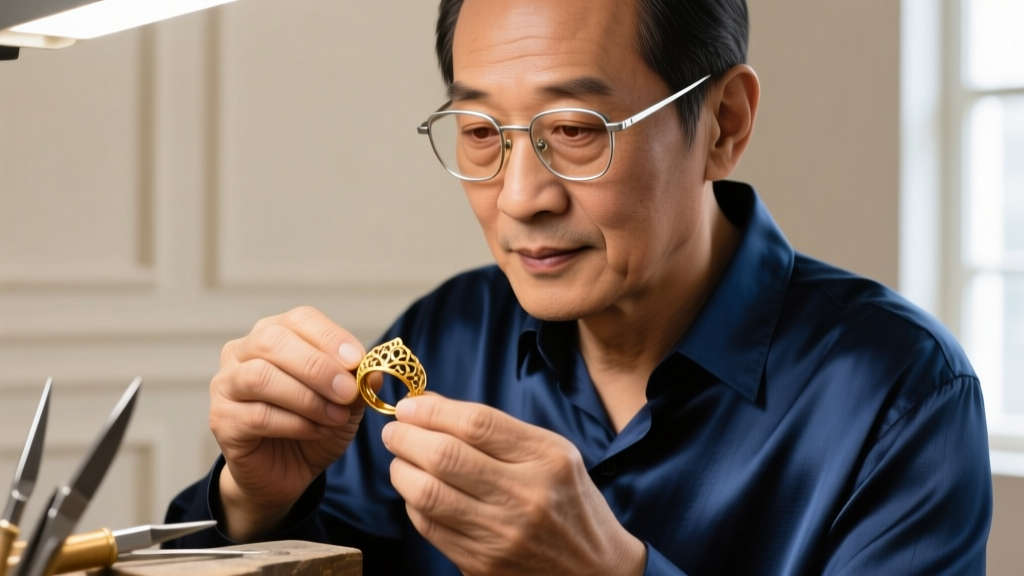 Close-up of a jeweler's 10x triplet loupe inspecting a diamond pendant girdle for laser inscriptions and natural carbon inclusions