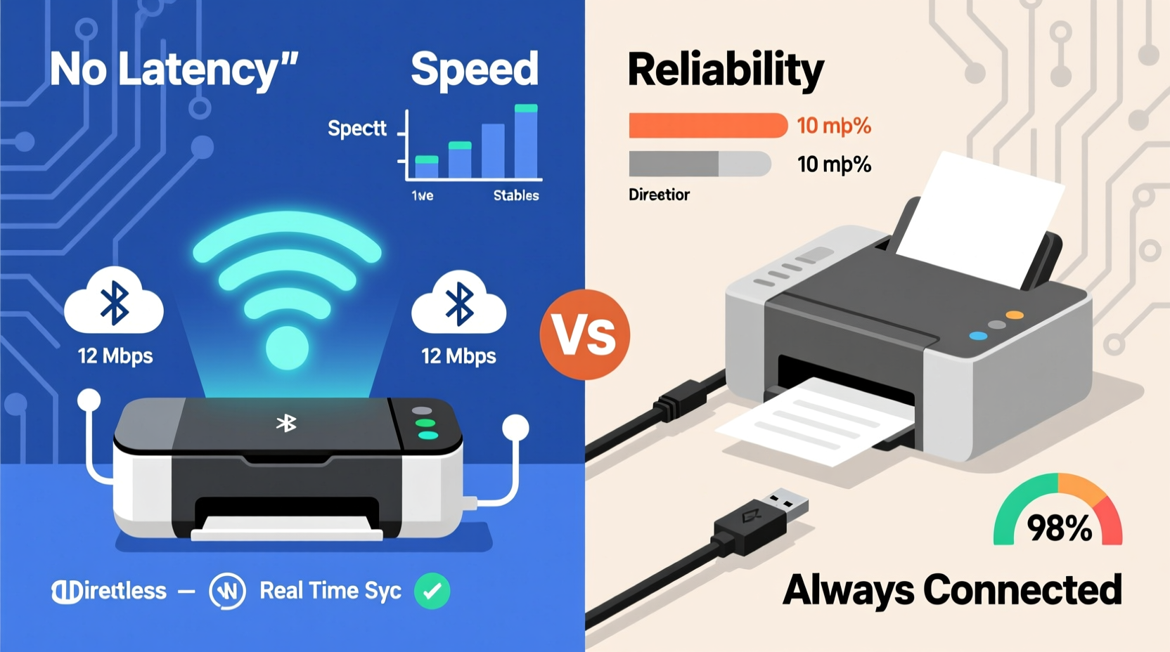 wireless printer vs wired reliability and speed compared