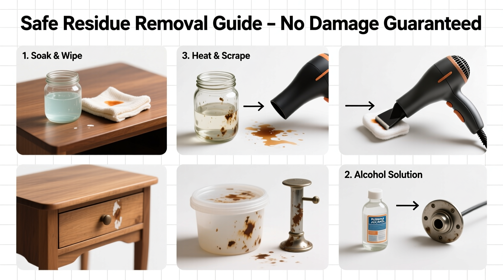 how to remove sticky residue from thrifted items without damaging the surface