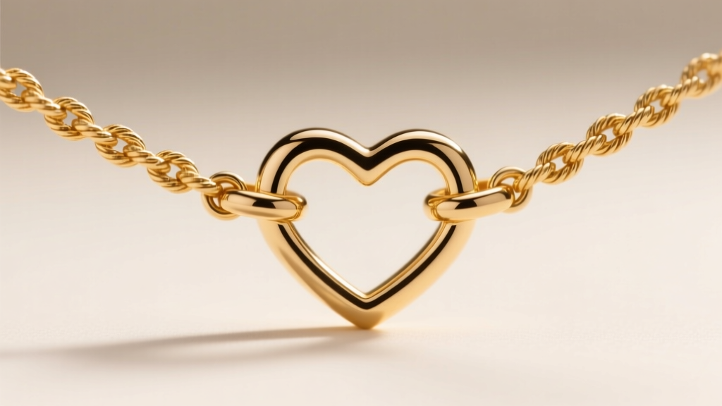 Macro view of a 1.2mm 14k gold rope chain through a heart pendant bail, showing twisted links and a secure lobster clasp.