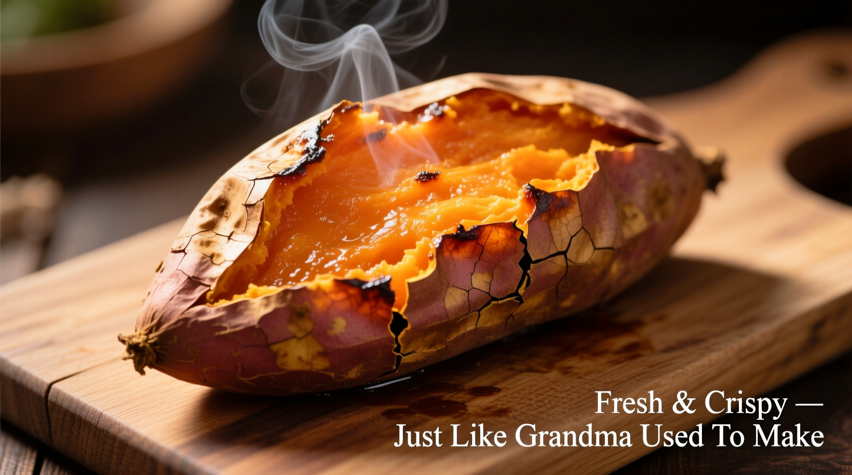 Perfectly roasted sweet potato with crispy skin